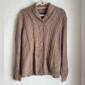 Karen Scott Taupe Cable Knit Pullover 100% cotton